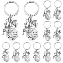 Henoyso Cheerleader Charm Keychain Cheerleading Gifts Cheer Stuff Cheer Team Gifts Cheer Jewelry for Girls Women (12 Pcs)