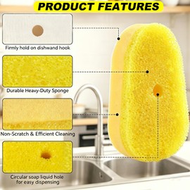 BoAn 12 Pack Dish Wand Sponge Refills Compatible with Scrub Daddy – Non-Scratch, Rich Foam for Easy Grease Removal, Durable Dish Scrubber Heads for Kitchen Cleaning + Magic Sponge