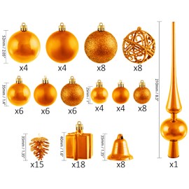 Brubaker, 101-piece set of Christmas baubles with a tree topper, Christmas decoration
