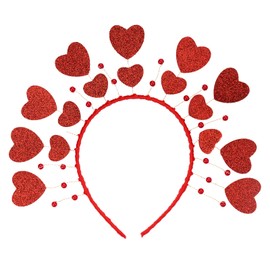 hhdatc Red Glitter Heart Headband Heart Headbopper Tiara for Women, Red Love Heart Sequin Headbands Party Props for Valentines Wedding Holiday Party Supplies