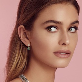 Austrian Crystal Heart Drop Stud Earrings for Women Fashion 14K Gold Plated Hypoallergenic Jewelry (Vitrail Medium)