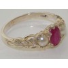 LetsBuyGold 925 Sterling Silver Real Genuine Ruby and Cultured Pearl