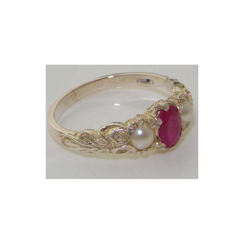 LetsBuyGold 925 Sterling Silver Real Genuine Ruby and Cultured Pearl