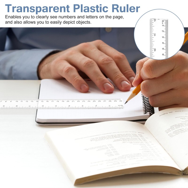 Coptiner 12 Pcs 30cm Rulers Set,12 Inch transparent Plastic Multipack