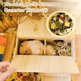 Hamster Multi-Chamber House Maze Tunnel Hideout Habitats Decor Exploring Toys Peep Shed Cage Accessories for Gerbil Rat Mice