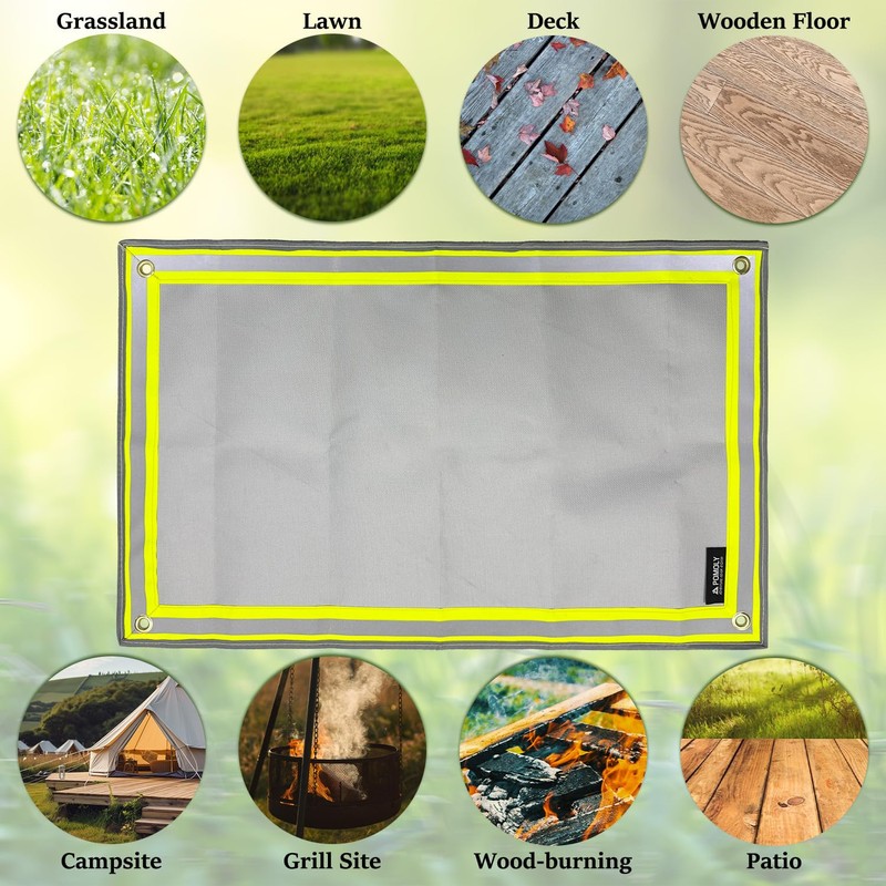 POMOLY Fire Pit Mat,Fireproof Mat Visible at Night-Great for Deck