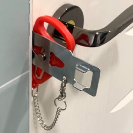 Portable Dual Door Lock with Sturdy Security Bar for Travel Door Lock
