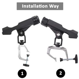 Fishing Boat Rods Holder with Large Clamp Opening Adjustable 360 Degree Power Lock Fishing Pole Rod Racks Folding Holder