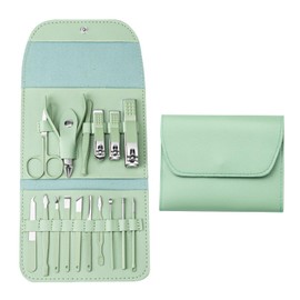 Cipszoely Manicure Set 16 in 1 Professional Nail Clipper Set Stainless Steel Nail Care Kit Nail Set Manicure for Men Women with Storage Travel Case (Green)