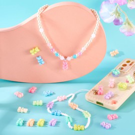Craftdady 111 pcs Acrylic Bear Beads AB Color Plated Gummy Bear Spacer Beads Cute Animal Bracelet Bead for Necklace Earring Jewelry Making