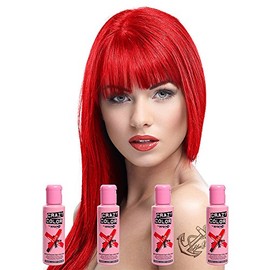 Renbow Crazy Colour 4Â x Semi-Permanent Hair Colour Creams, 100ml