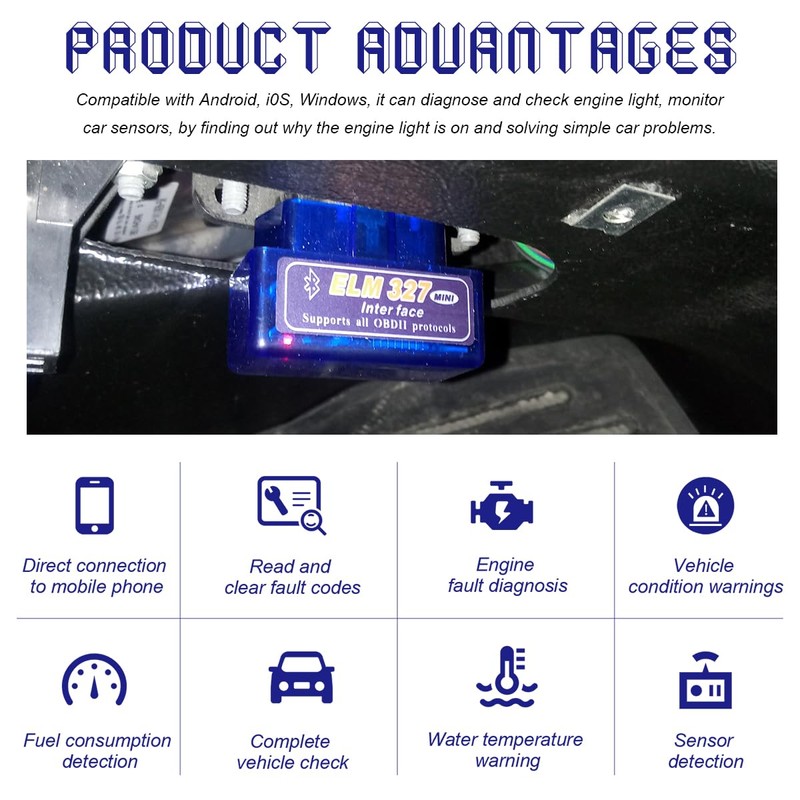 MUQIDA ELM327 OBDⅡ Car Auto Diagnostic Scanner, Mini OBDII Professional