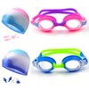 2 Pack Kids Swimming Goggles with Swim Cap, Anti Fog