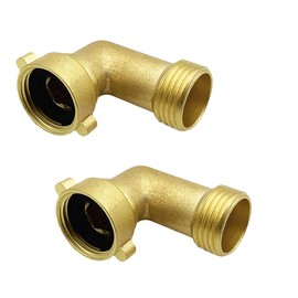 2 Pack Brass Garden Hose Elbow Connector Garden Hose Adapter Garden Hose Fitting with 2 Pressure Washers, 90 Degree