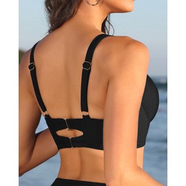 Women Underwire Bikini top Only - Longline Push Up Bathing Suit Top Bra Swim Tops 2025 Swimsuit Tops Black L