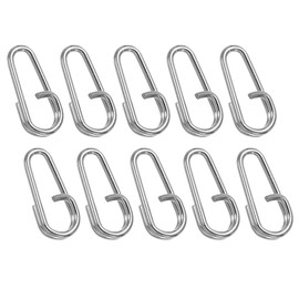 PATIKIL 50pcs 0.7 x 0.31" Fishing Snap Clips Stainless Steel Oval Split Rings for Freshwater and Saltwater Fishing Tackle Quick Change Silver