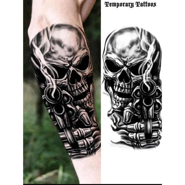 Unbranded FREE SHIPPING 1 Sheet BLK Skull Temp Tattoo Realistic