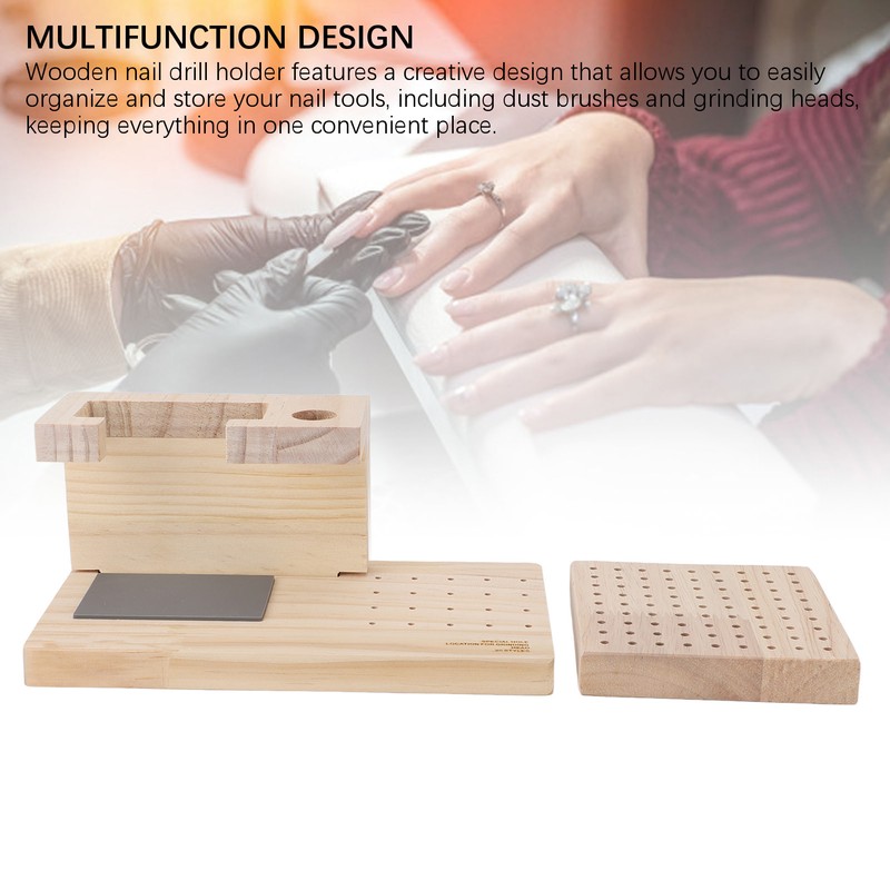 Wooden Nail Drill Stand Organizer with 81 Holes Drill Bits