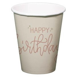 Folat 68701 Decoration Pink, Cream, Champagne Gold Cup Cream Rose 250 ml - 8 Pieces - A Refined, Boy and Vibrant Birthday Happy Birthday Tableware for Women and Girls