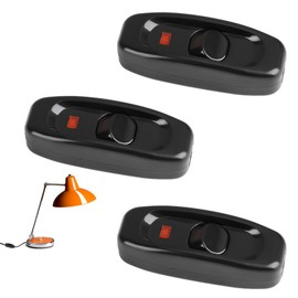 Pack of 3 Intermediate Switch, Lamp Switch 250 V 10 A Inline Cable Switch Cord Switch with LED Display, Button Design for All Types of Table Lamp, Desk Lamp and Bed Lamp, Black
