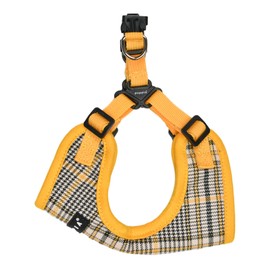 Puppia Lucas Dog Comfort Harness C (Step-in) Fashionable Checkered Pattern Spring Summer Harness for Small and Medium Dogs, Yellow, Medium