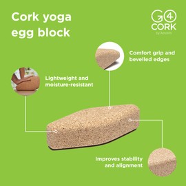Go4Cork Cork Yoga Egg Block - Oval | 11 x 4 x 3" | Unique Shape for Comfort Grip | Non-Toxic, Alternative To Foam | Odorless, Soft, Non-Slip, Hypoallergenic | Sustainable & Eco Yogi Gift