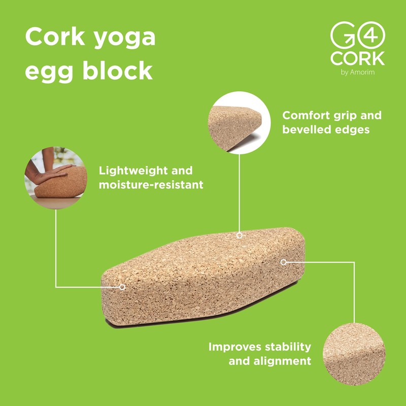 Go4Cork Cork Yoga Egg Block - Oval | 11 x
