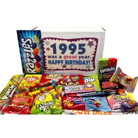 RETRO CANDY YUM ~ 1995 30th Birthday Nostalgic Candy Gift Basket Box 90s Assortment from Childhood Memories for 30 Year Old Woman or Man Born 1995 Jr