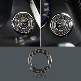 TOMALL Carbon Fiber Car Engine Start Stop Ignition Key Ring Sticker Compatible with Infiniti Q60 Q50 Engine Start Button Cover Trims for Car Push Button Cover Ring Decorations Accessories