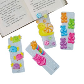 Fun Express Bulk 48 Piece Candy Critters Transparent Bookmarks with Glitter