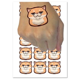Unamused and Unhappy Cat Loaf Temporary Tattoo Water Resistant Fake Body Art Set Collection - 15 2" Tattoos (1 Sheet)
