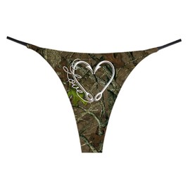 NE Beauty Fish Heart Hearts Thong With Love (Pack of 1) Camo Large