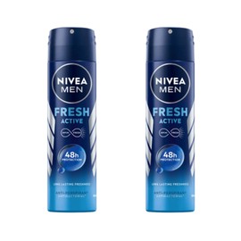 NIVEA MEN Fresh Active Deodorant Spray with INFINIFRESH Formula, 48H Odour Protection, Aluminum-Free, Marine Extracts, Long-Lasting Fresh Scent, Dermatologically Tested, 150ml, Pack of 2