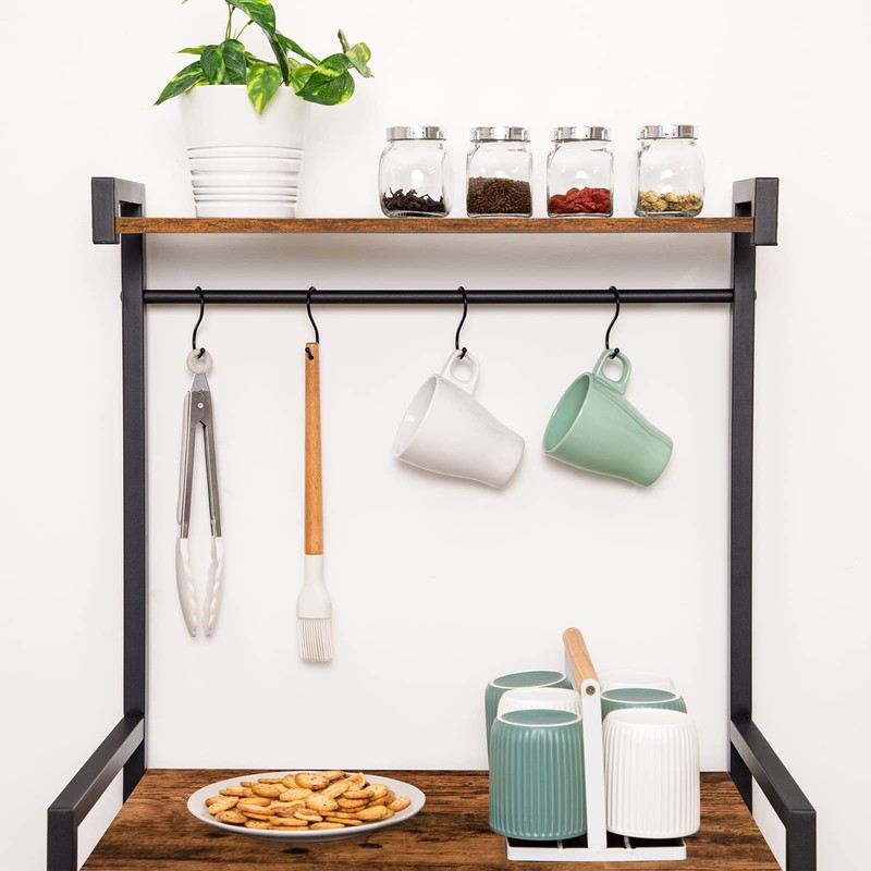 HOOBRO Kitchen Bakers Rack with Storage, 4 Tiers Coffee Bar
