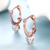 LZD Rose Gold Plated Earrings Hoop Huggies AAA Zirconia Latch
