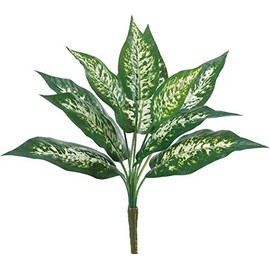 ASCA Artificial Flower Defenbachia Bush Varigate Green Total Length: 11.0 inches (28 cm) A-43326-051V