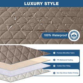 TAOCOCO 100% Waterproof Recliner Cover - Recliner Cover with Non-Slip Granule, Recliner Chair Covers with Elastic Band, Recliner Chair Covers for Reclining Chair(Taupe, Medium-25'')