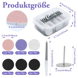 120-Piece Sanding Disc, Pedicure Set, 80/120/180/240 Grit Feet Grinder Sandpaper with 2 Metal Bits, 25 mm Replacement Sandpaper Foot Nail Cutter Attachments Bits, with a Large White Nail File