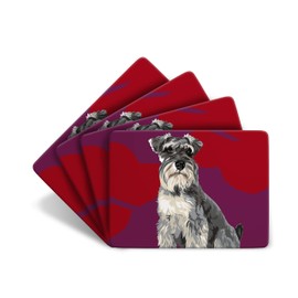 Set of 4 Schnauzer Placemats - 4 non-slip, Cork-backed Table Mats featuring Leslie Gerry's Dog Artwork