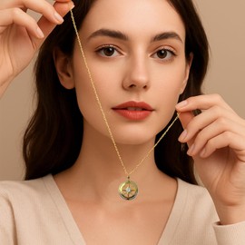 OPVICAM Compass Necklace for Women, Wife Birthday Gift Ideas - I'd Be Lost Without You(18k Real Gold Filled With S925) (Gold)