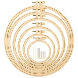 XEmbro 6 Pieces Embroidery Hoop 3.6 to 10.7 inches Plastic Cross Stitch Hoop with 16PCS Needles, Small Embroidery Hoops for Embroidery, Cross Stitch, Craft Sewing, and Christmas Ornaments