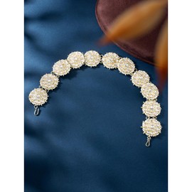 Aheli Gold Plated White Kundan Studded Ethnic Sheeshpatti Matha Patti Sheeshphool Dulhan Bridal Stylish Fancy Jewellery Gift for Women