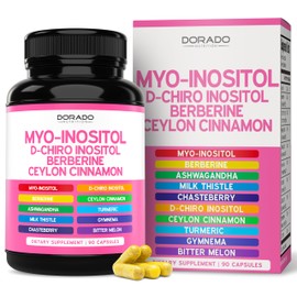 Myo-Inositol & D-Chiro Inositol Supplement for Women (90 Capsules, 40:1 Ratio Myo Inositol) Hormone Balance for Women - 10 in 1 Formula - Third Party Tested, Vegan Safe & USA Made - (90 Count)