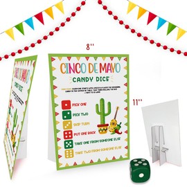 UHADRE Cinco de Mayo Candy Dice Game-One Sign+ One Dice, Roll The Dice Game,Cinco de Mayo Game for Teens and Adults, Group Cinco de Mayo Game,Mexican Party Games -WYW04