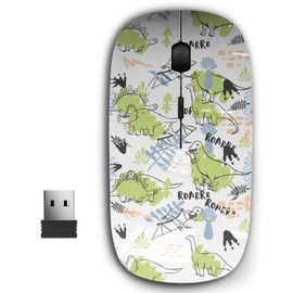KAWAMOUSE 2.4G Ergonomic Portable USB Wireless Mouse for PC, Laptop, Computer, Notebook with Nano Receiver (Cute Dinosaurs Children)