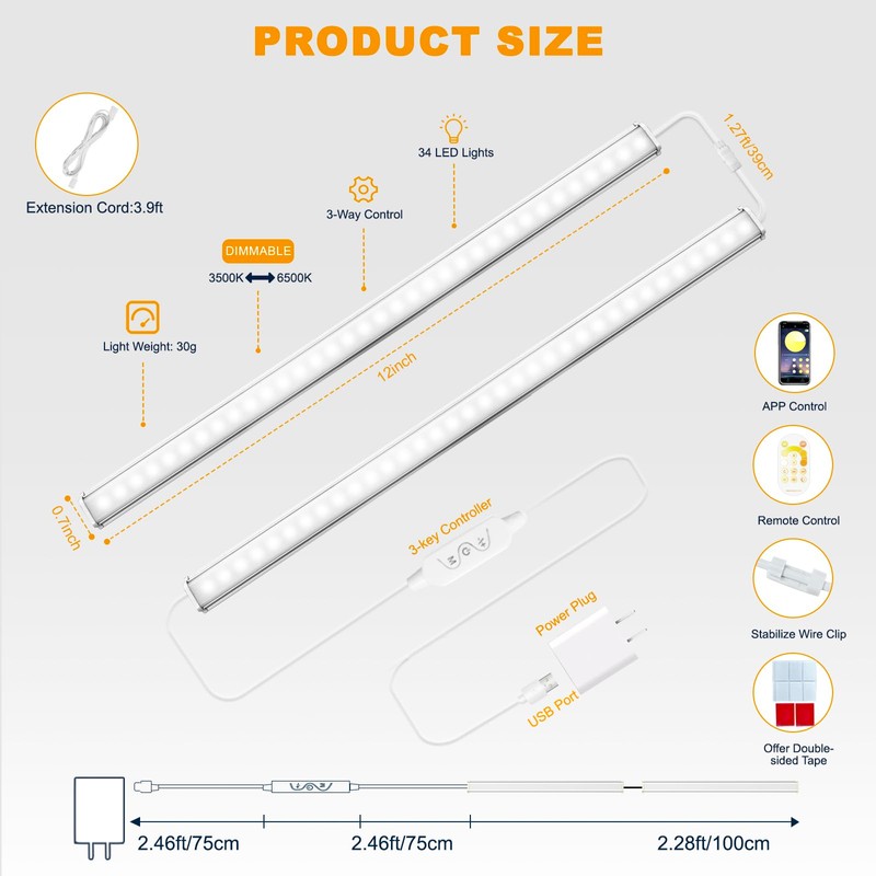 Daymeet Under Cabinet Lights, Bright Ultra Thin 12 Inch LED