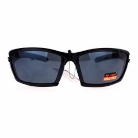 Xloop Mens Sports Sunglasses Wrap Around Rectangular Frame UV 400 - Black