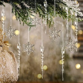 ToBeIT 10 Pieces Snowflake and 10 Pieces Icicle Christmas Tree Pendants Christmas Decoration