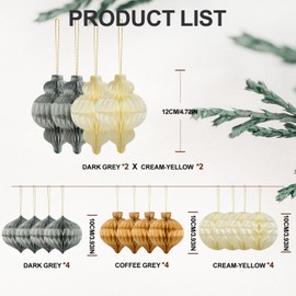 Syoulin Paper Honeycomb Party Decorations - 16 Pieces 3D Paper Honeycomb Christmas Hanging Ornaments for Christmas Parties, Christmas Tree Decorations, New Year's Eve Party, Holiday, Home Decoration