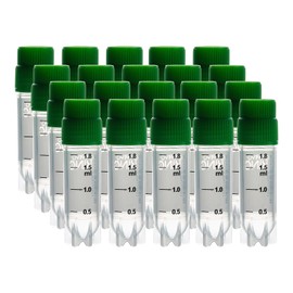 CryoKING 2.0ml 500 Pcs Plasitic Cryovials, External Thread Lab Vials with Green Caps, Lab Tubes with Side Barcode